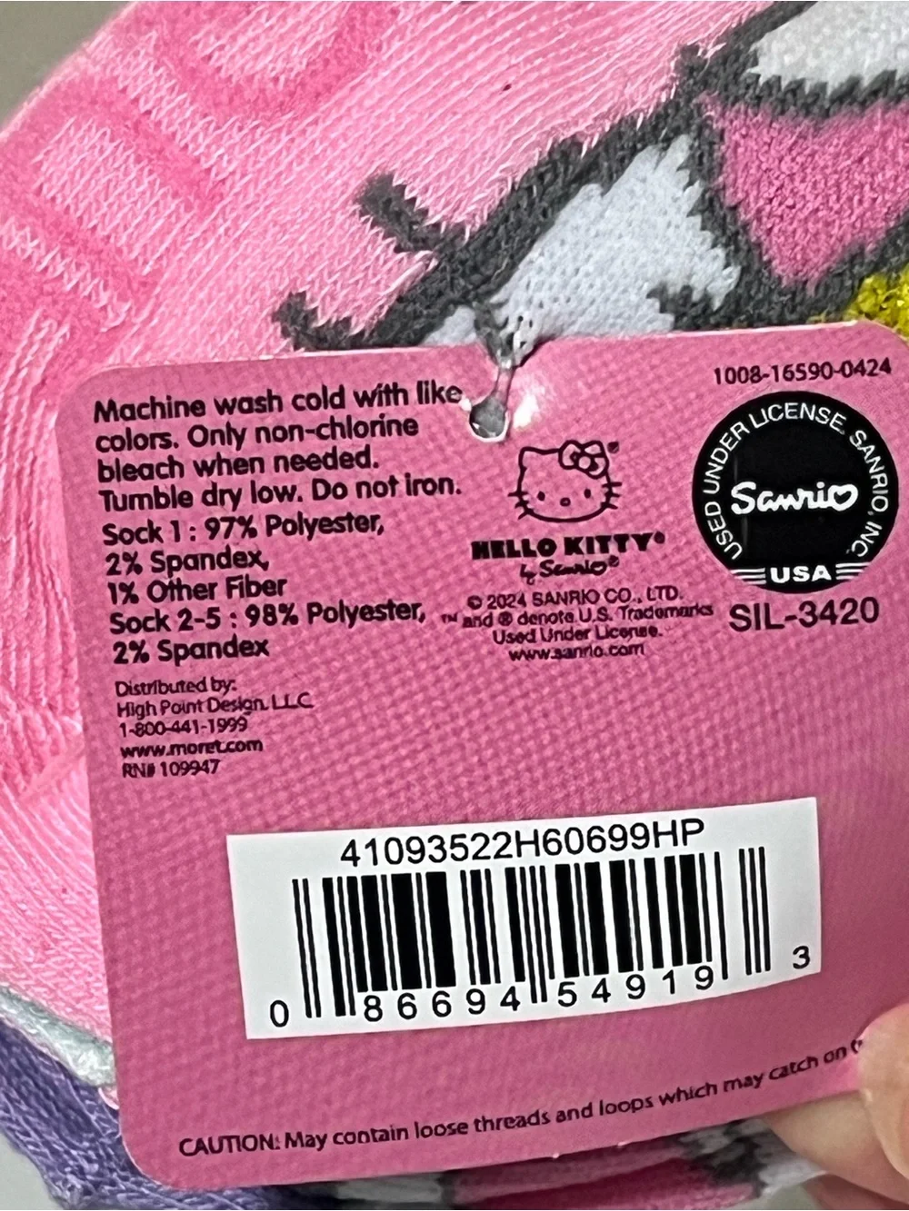 Sanrio Hello Kitty Unicorn Kids No-Show Socks 5 Pairs Sock Size 6-8 1/2 NWT